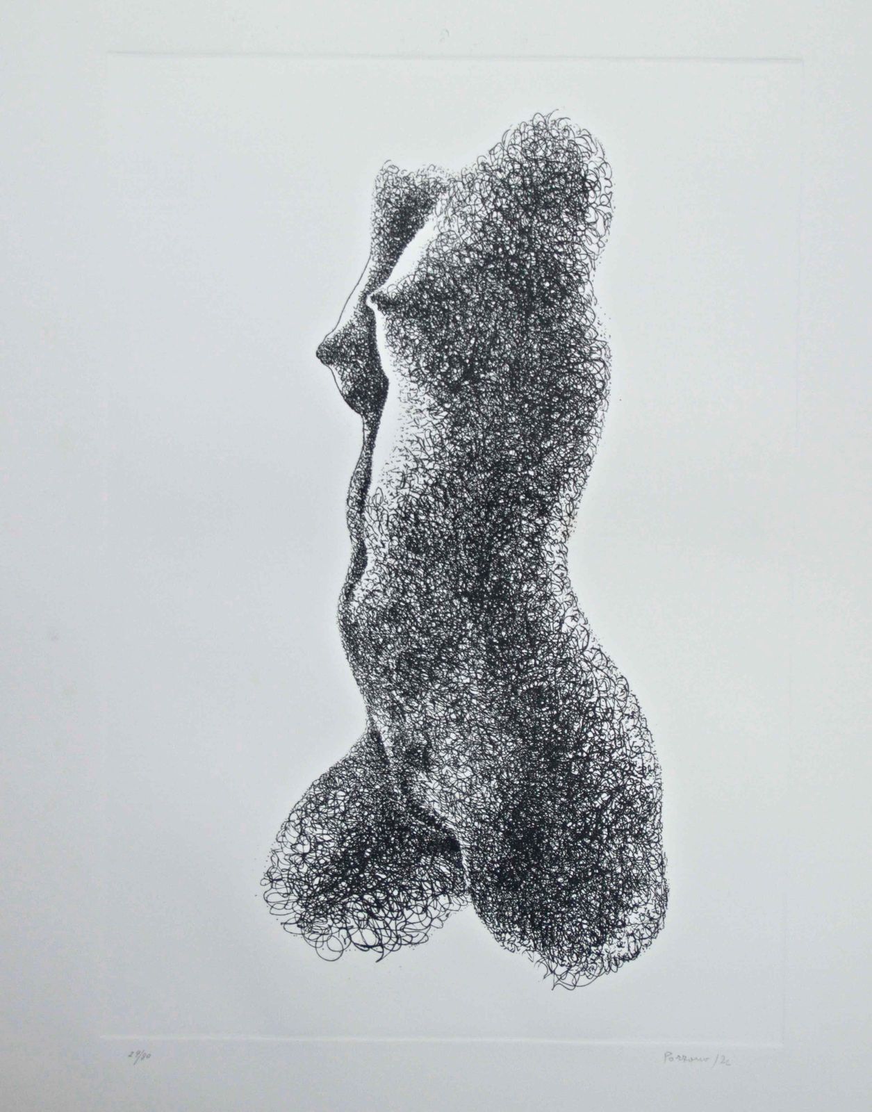 Nude Profile   Etching By Giacomo Porzano   1972