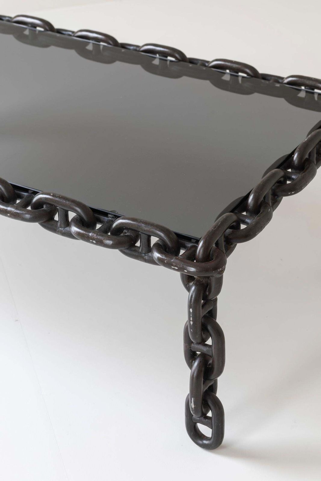 Exceptional Artisan Chain Link Coffee Table, Belgium 1970s. photo Furniture