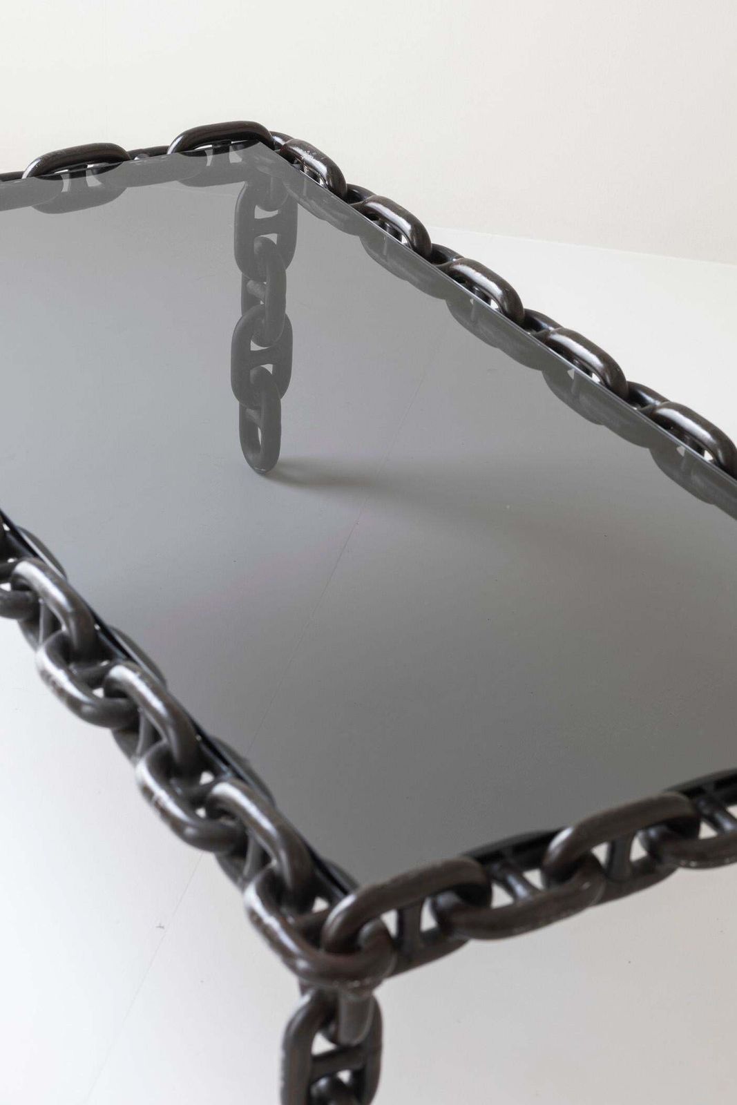 Exceptional Artisan Chain Link Coffee Table, Belgium 1970s. photo 2600.0