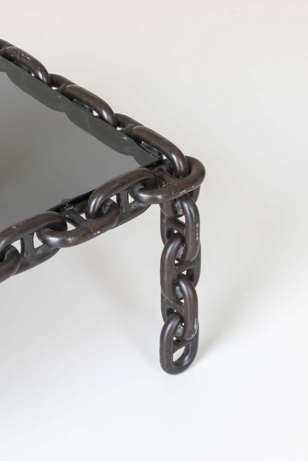 Exceptional Artisan Chain Link Coffee Table, Belgium 1970s. photo vinterior