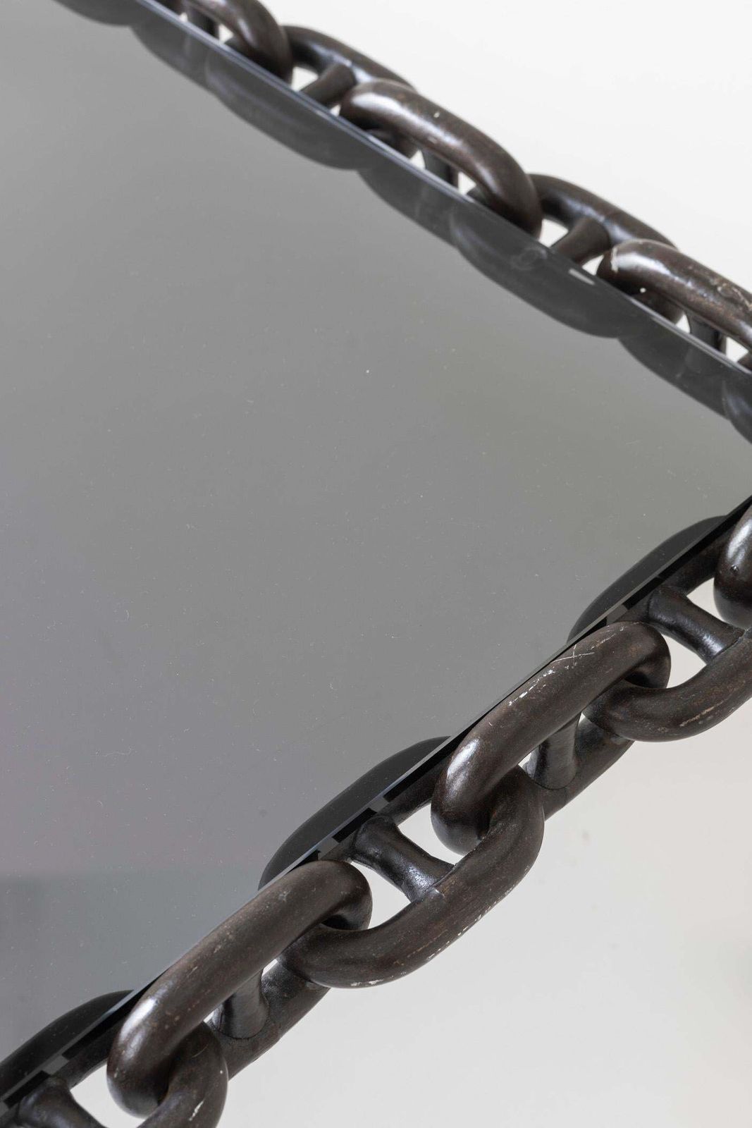 Exceptional Artisan Chain Link Coffee Table, Belgium 1970s. photo vintage