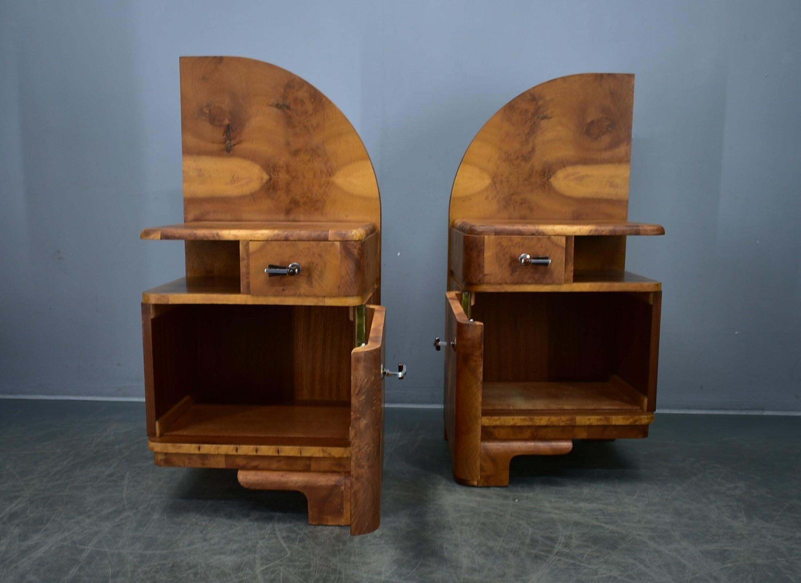 photo furniture 1934s Pair Of Art Deco Bedside Tables, Czechoslovakia