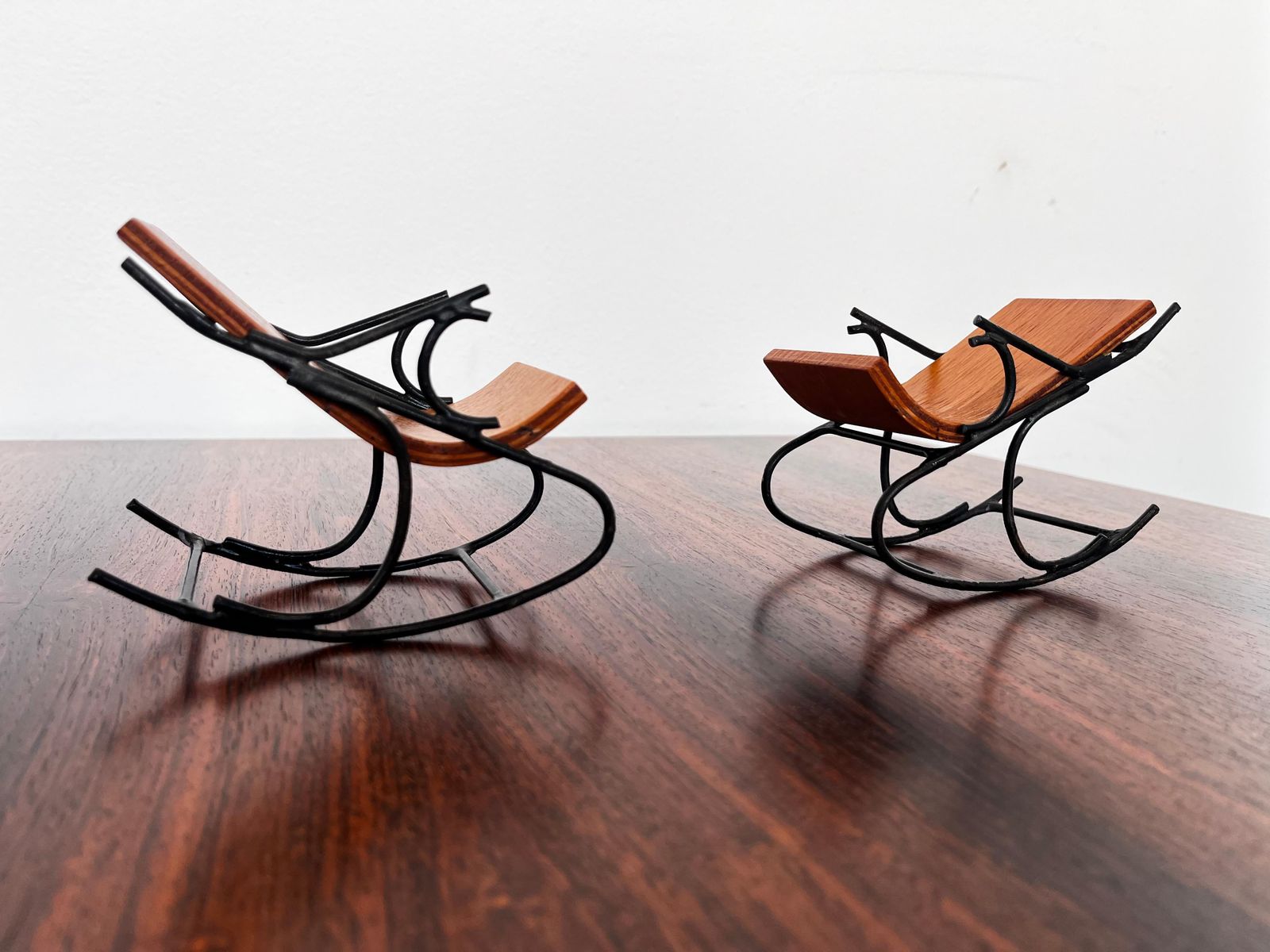 Midcentury Miniature Decorative Small Rocking Armchairs / Czechoslovakia 1960s photo Furniture