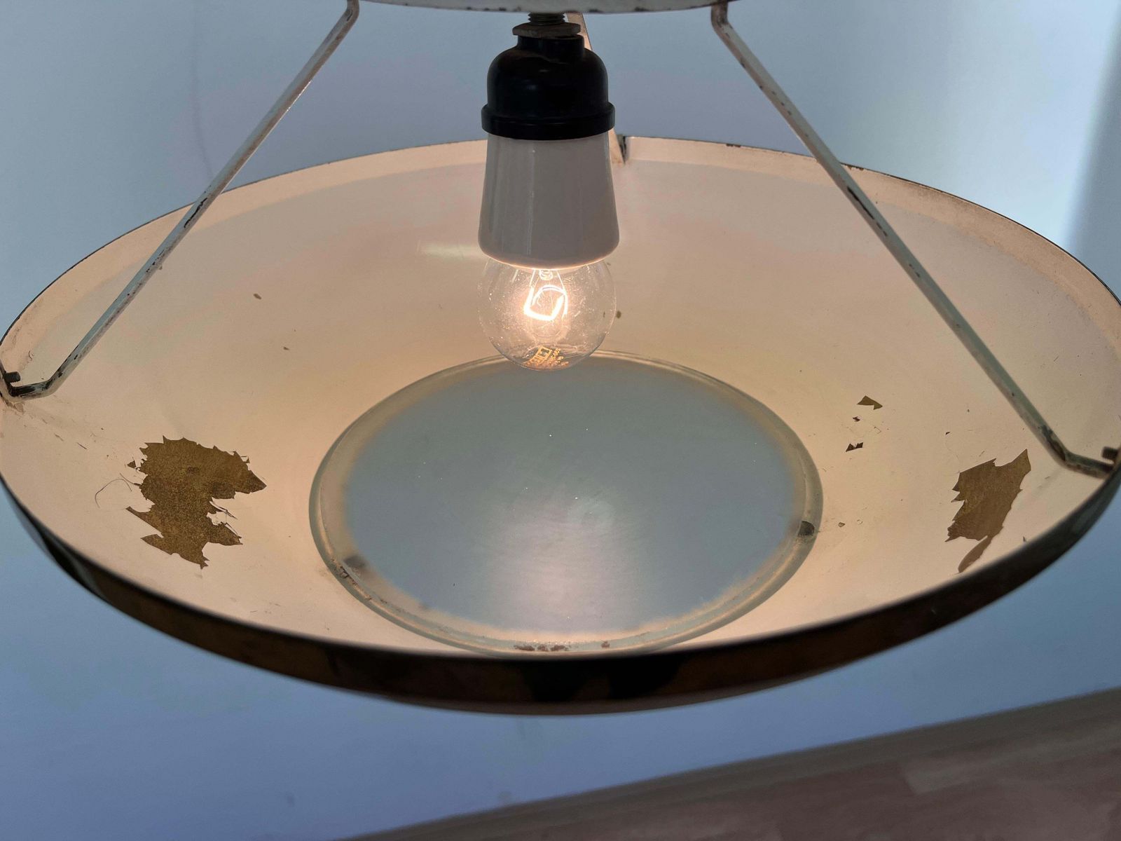 Kleine messing design ufo-hanglamp | ca. jaren 1940 / Tsjechoslowakije photo buy