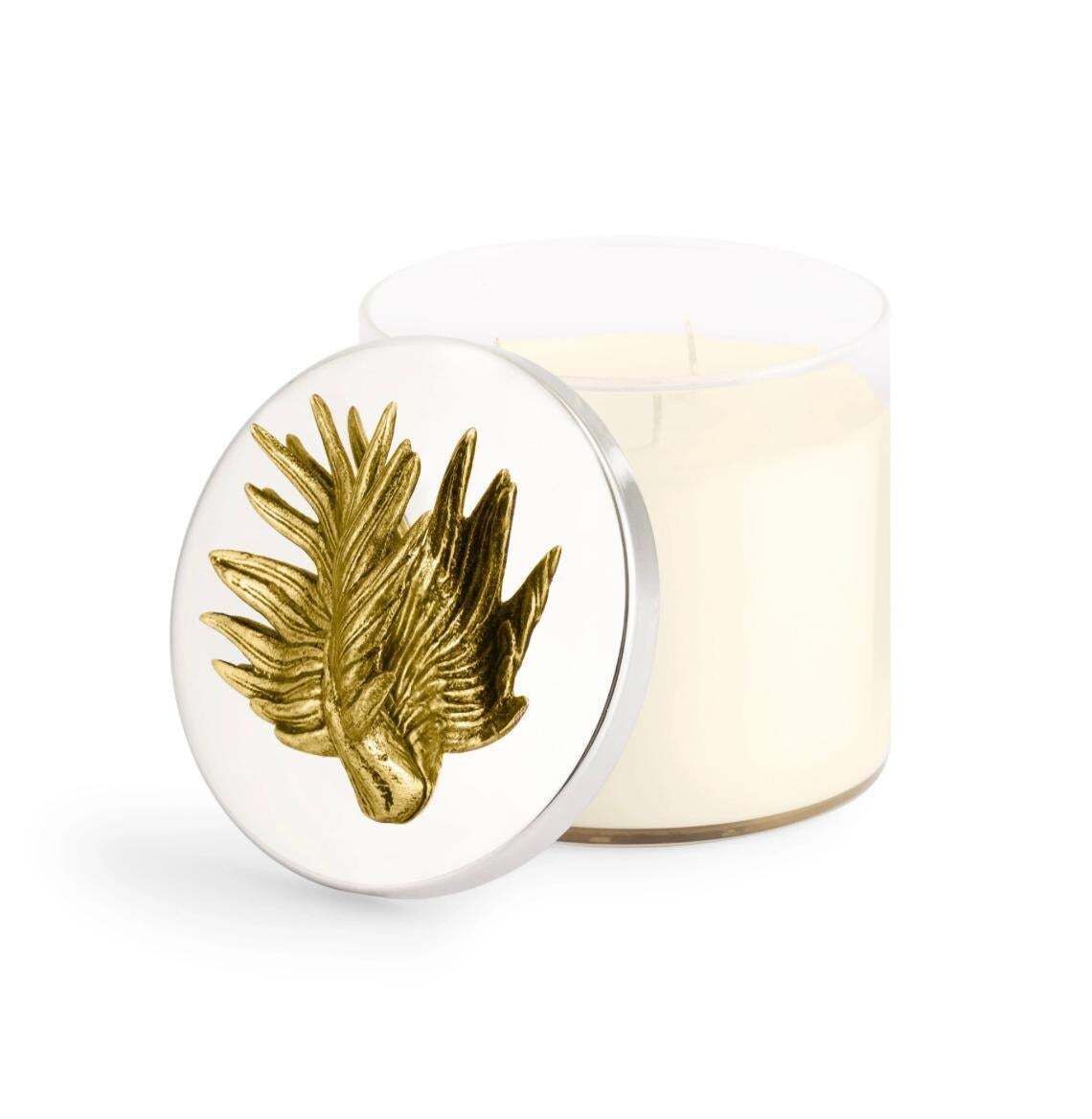 Set Of 10 Palm Scented Candles In Glass Antique Gold photo Home Decor