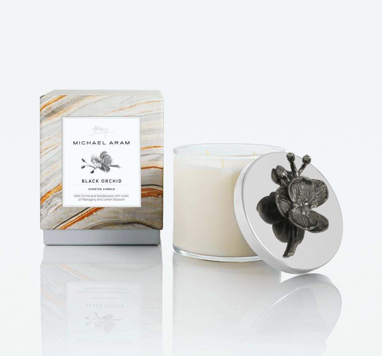 Set Of 10 Black Orchid Scented Candles Glass Black Nickel photo for sale