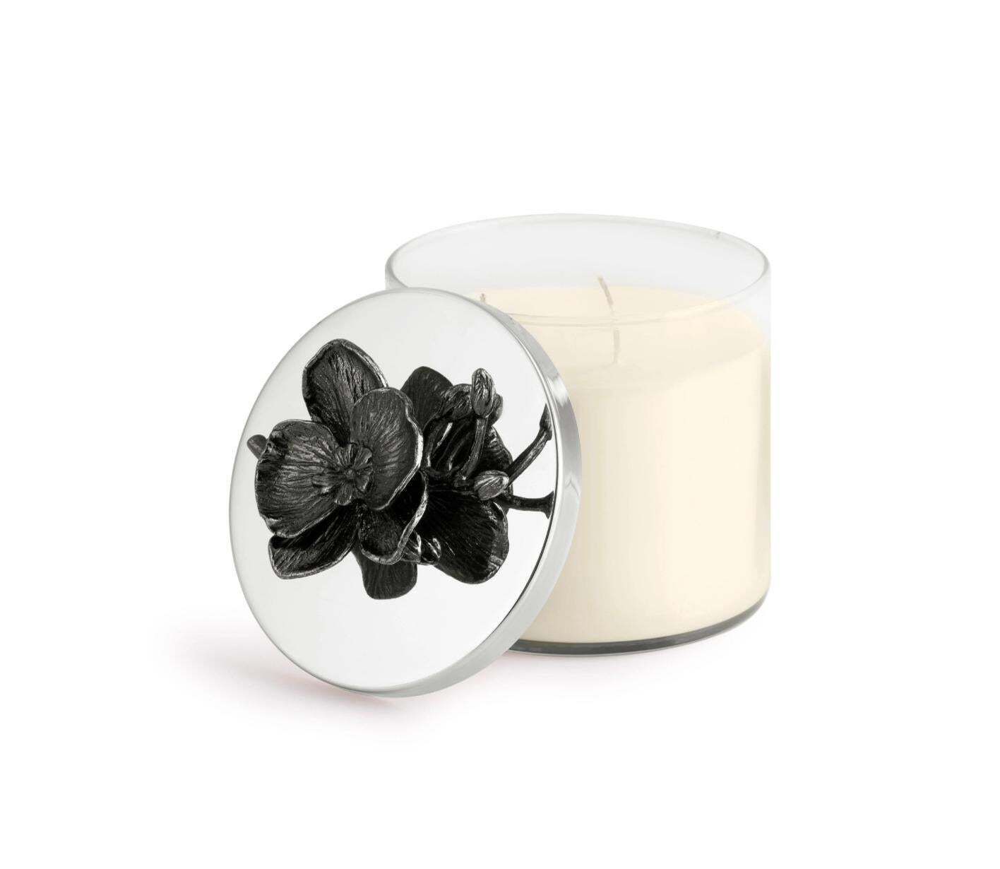 Set Of 10 Black Orchid Scented Candles Glass Black Nickel photo 1263.0