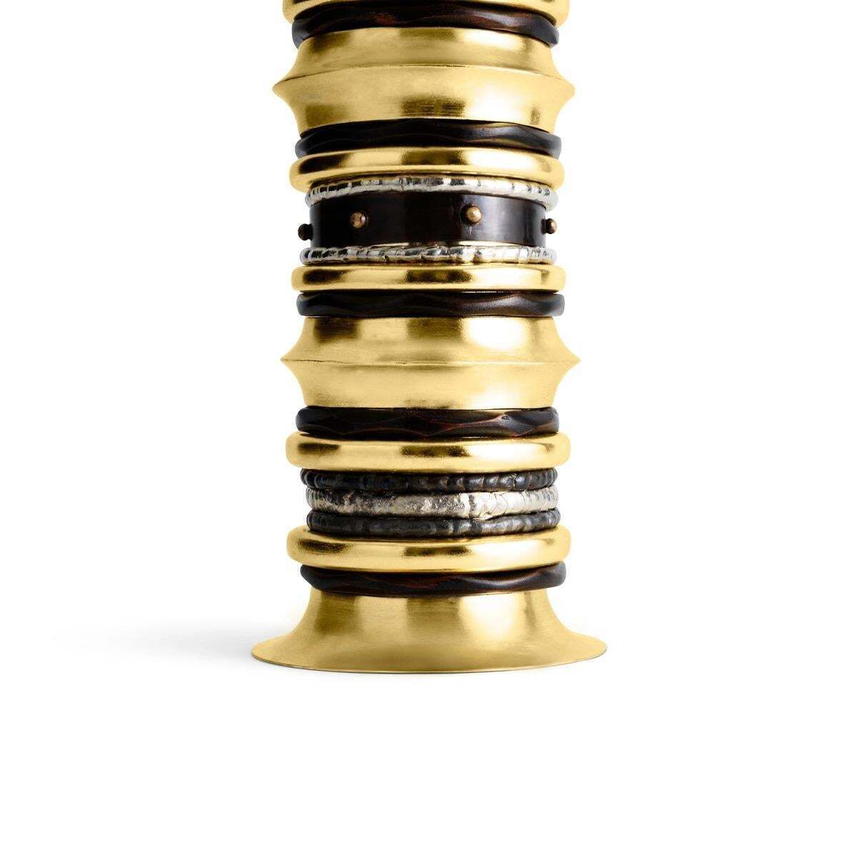 Pair Of Contemporary Gold Metal Naga Statement Vase photo for sale