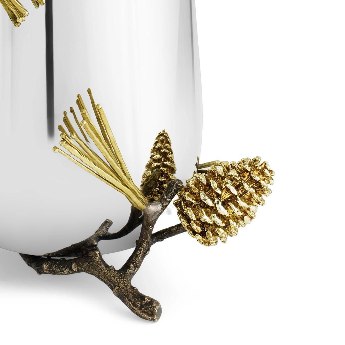 Pair Of Contemporary Silver Metal Pine Cone Vase With Gold Detail photo 1296.0