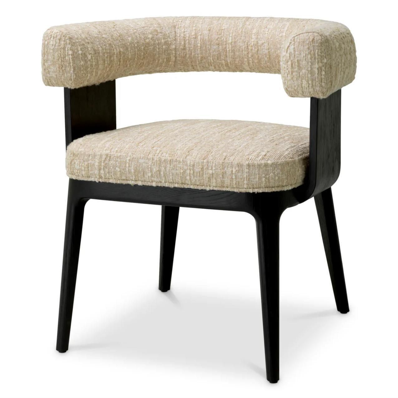 Dining Chair Black Oak Veneer Bouclé Sonata Cream photo furniture