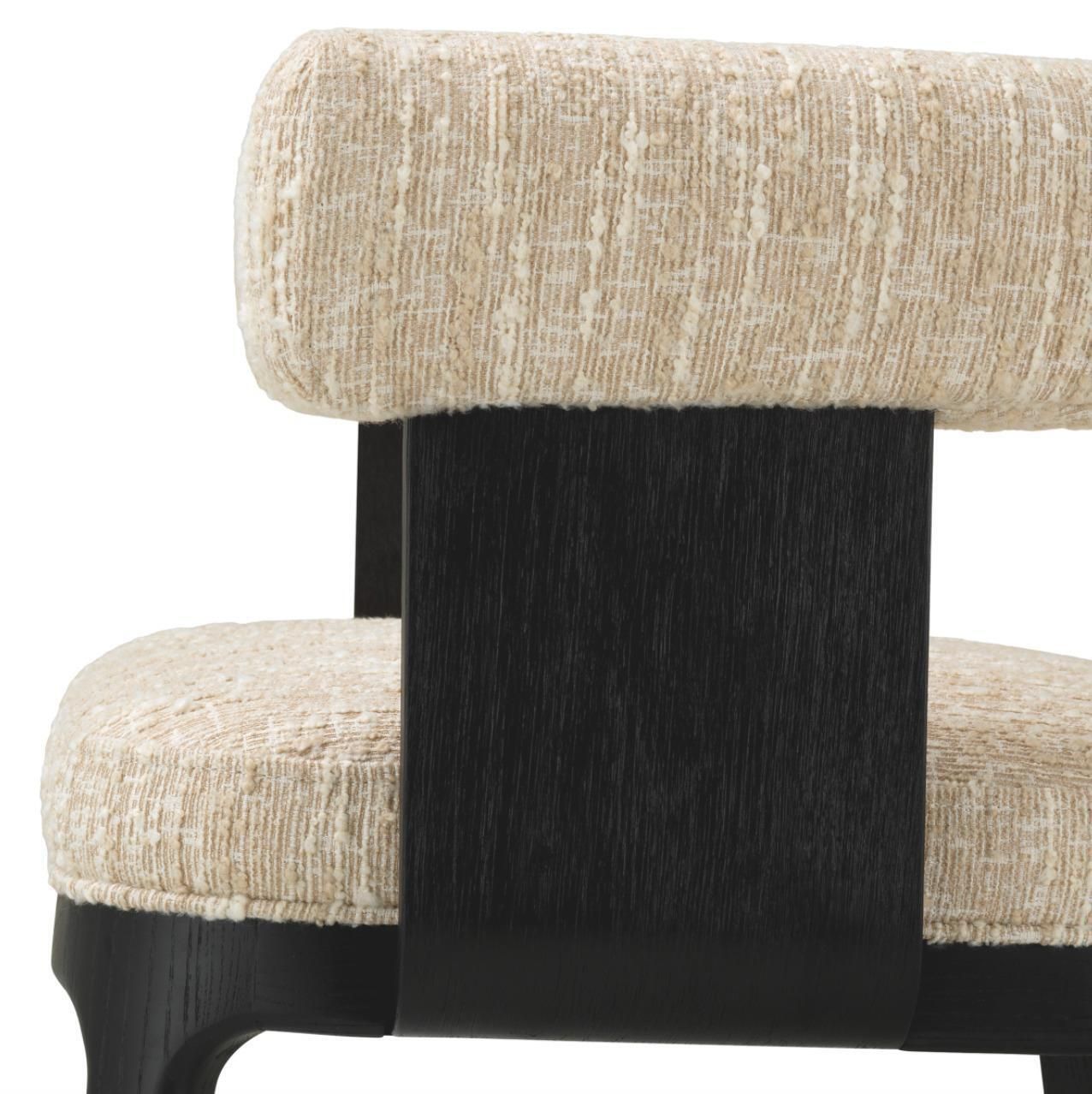 photo furniture Dining Chair Black Oak Veneer Bouclé Sonata Cream