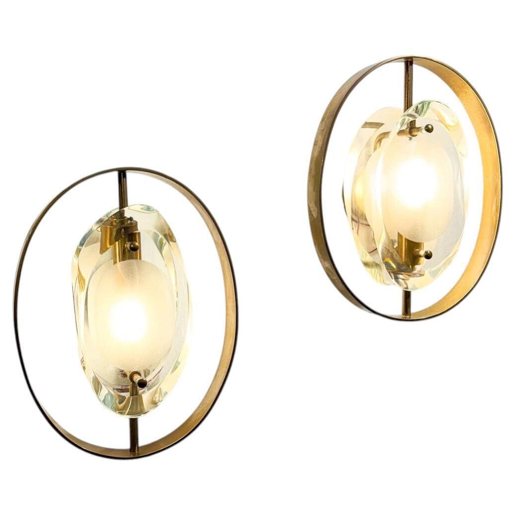 Pair Of Wall Lights Mod N°2240 By Max Ingrand For Fontana Arte, 1960s