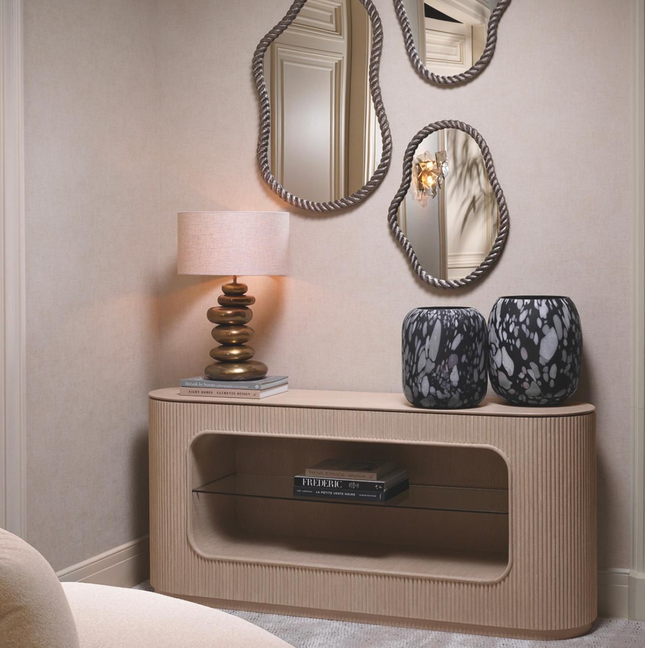 Dresser In Washed Oak Veneer And Glass, Contemporary Style photo for sale