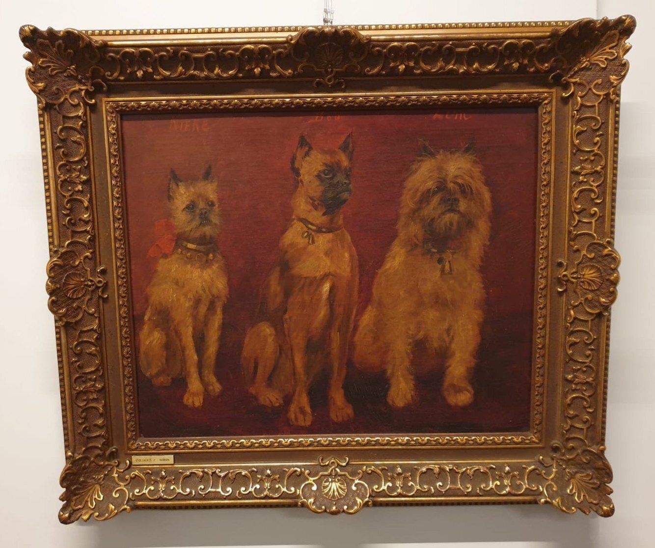 Allaert, Dogs, 1890s 1910s, Large Oil On Canvas, Framed