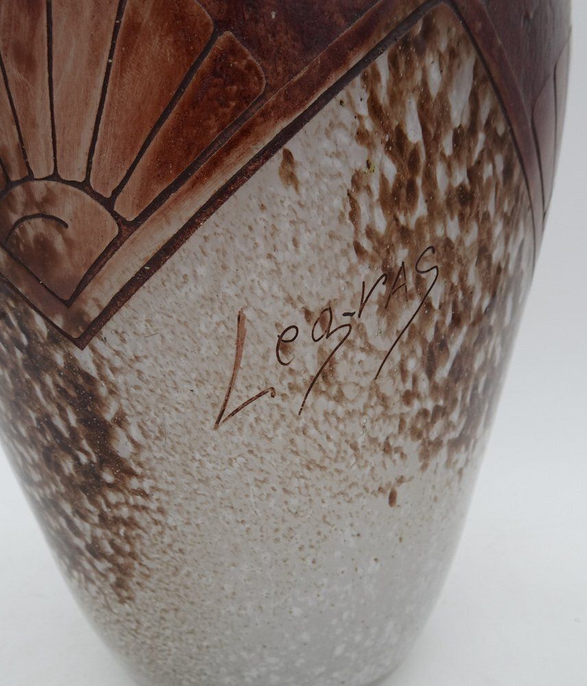 Art Deco Acid Etched Cameo Art Glass Vase From Legras, 1920s photo 1046.0
