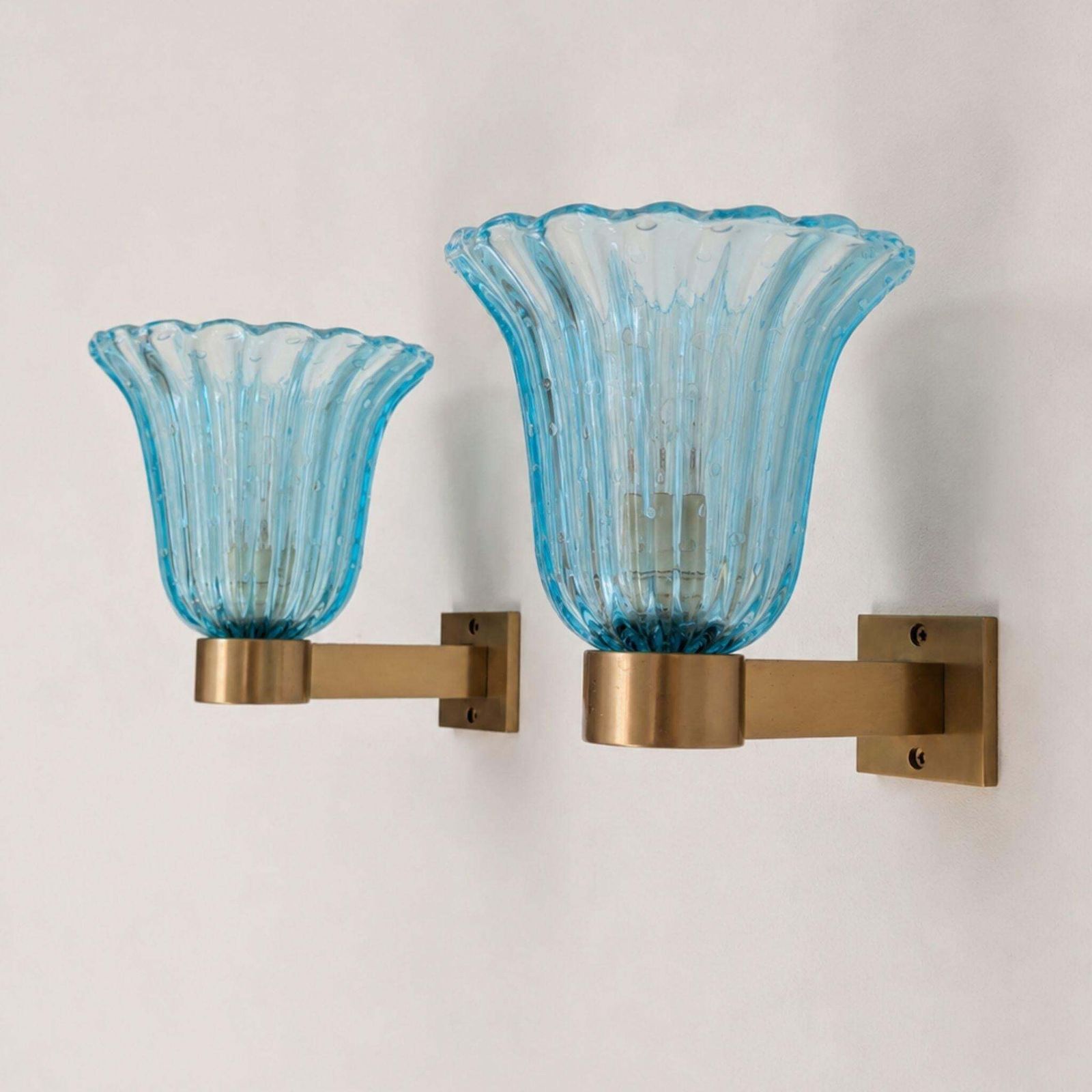 photo furniture Mid Century Modern Blue Sconces Murano Glass Brass Wall Lights By Barover & Toso