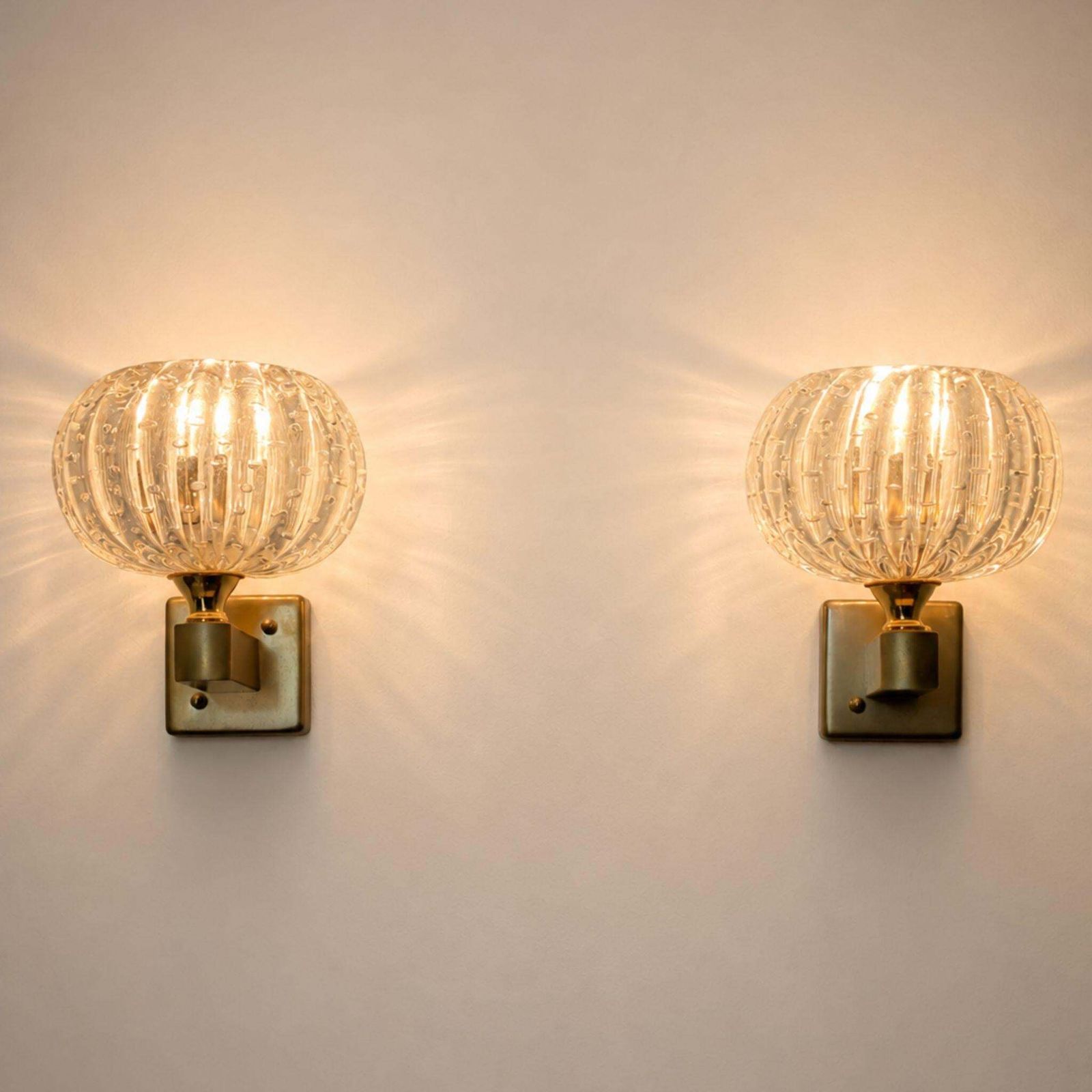 photo furniture Italian Wall Lights Murano Glass Sconces Art Deco Style, By Barover & Toso, 50s