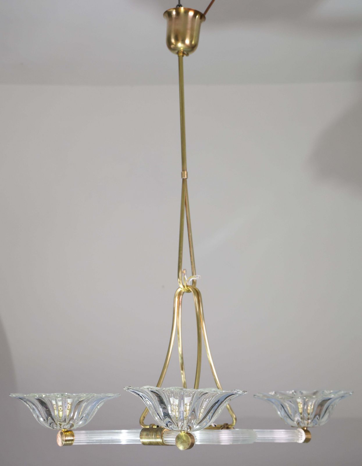 Extraordinary Art Deco Murano Glass And Bras Chandelier By Barovier E Toso, 1950 photo vinterior