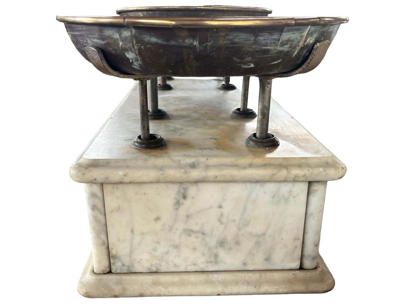 Italian Antique Scale, Brass And Carrara Marble, Early 20th Century photo furniture