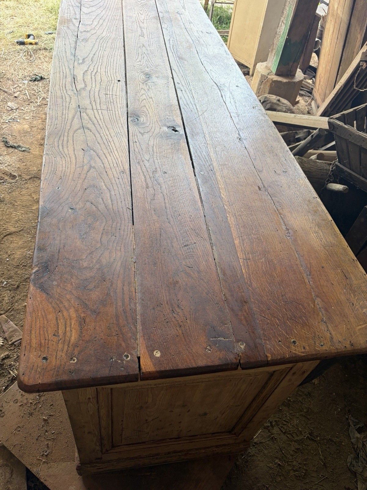 Large 19th Century French Haberdashery Shop Counter Oak And Pine 3 Meters photo for sale