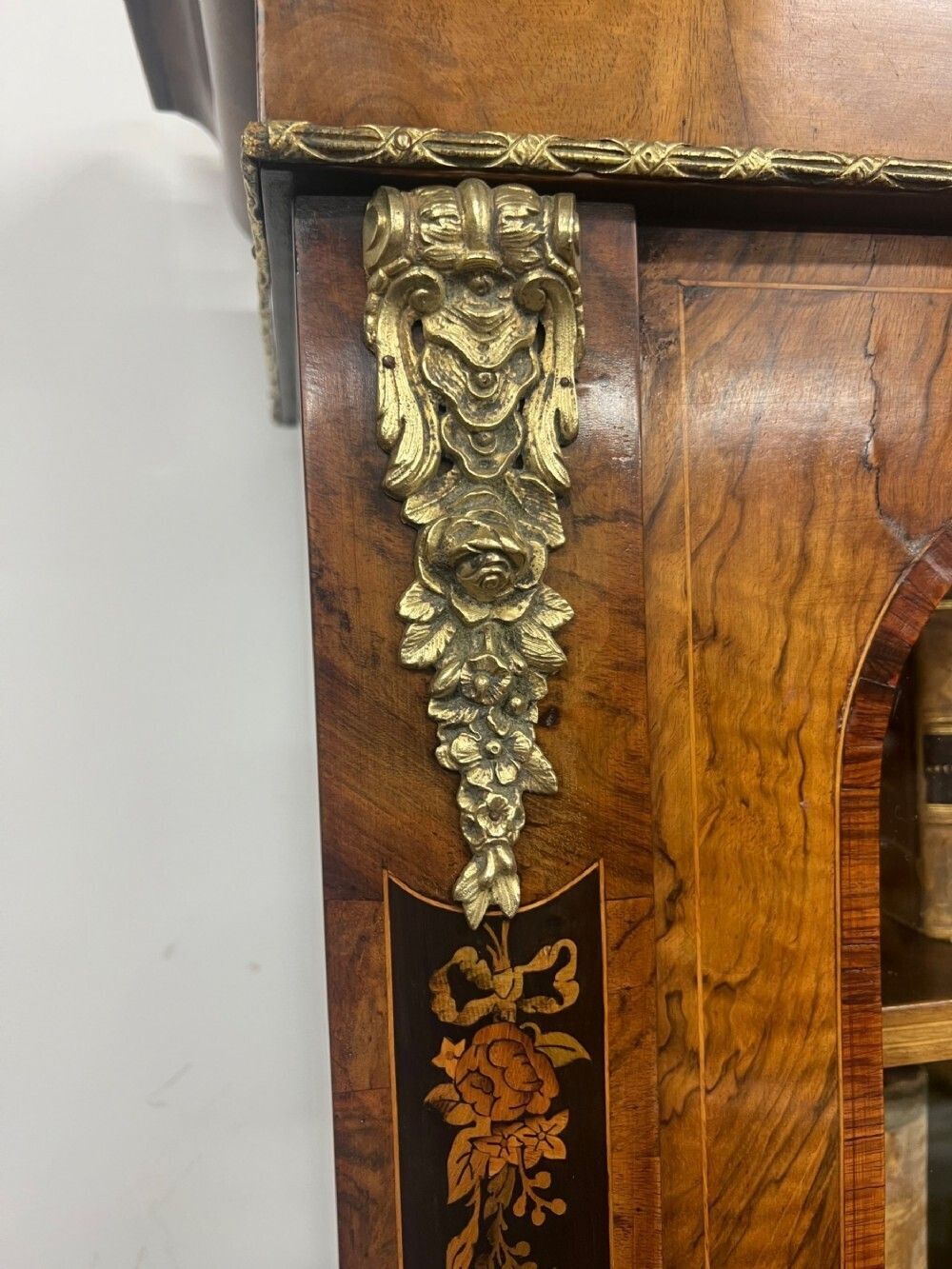 Superb Victorian Walnut & Marquetry Inlaid Bookcase photo buy