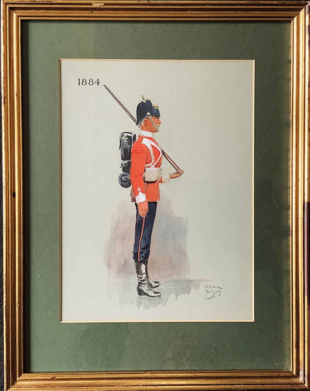 Military Watercolour & Wash 1884 British Soldier Portrait Painting (2 Of 6)