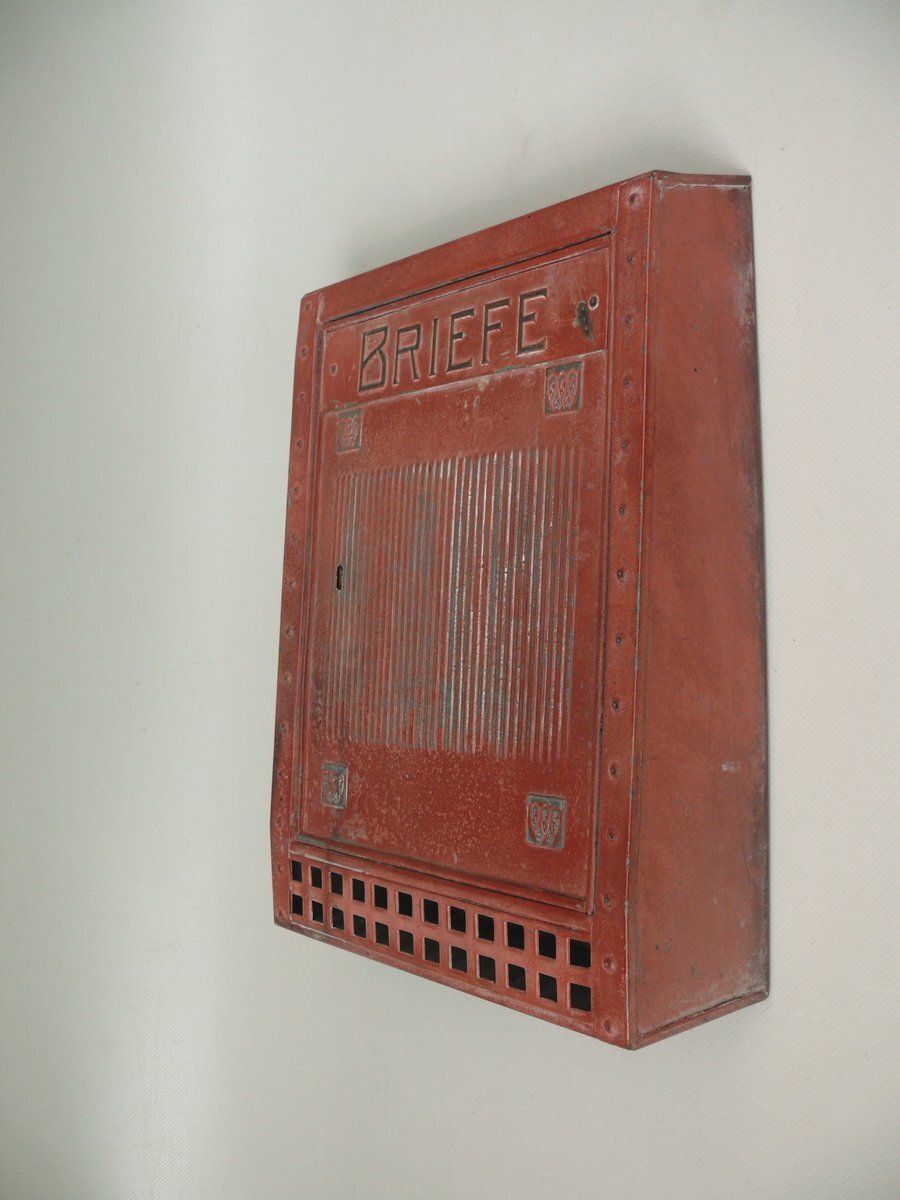 Art Nouveau German Mailbox With Key In Painted Metal, 1890s photo furniture