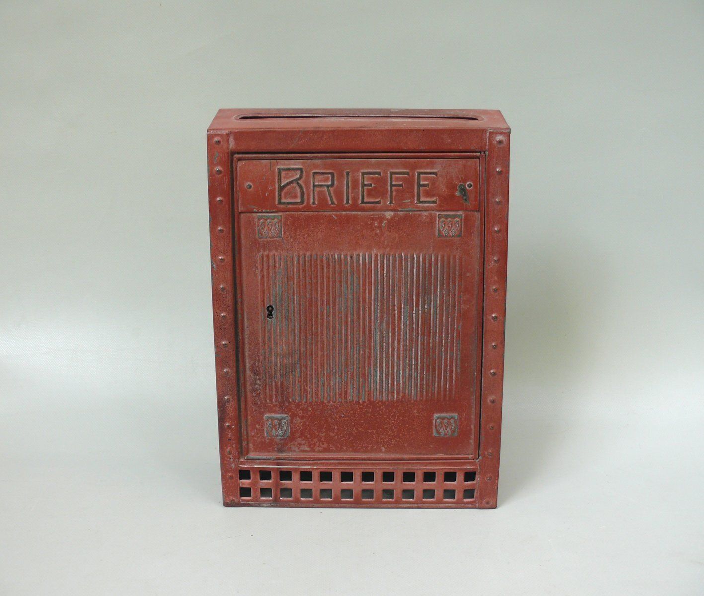 Art Nouveau German Mailbox With Key In Painted Metal, 1890s photo for sale