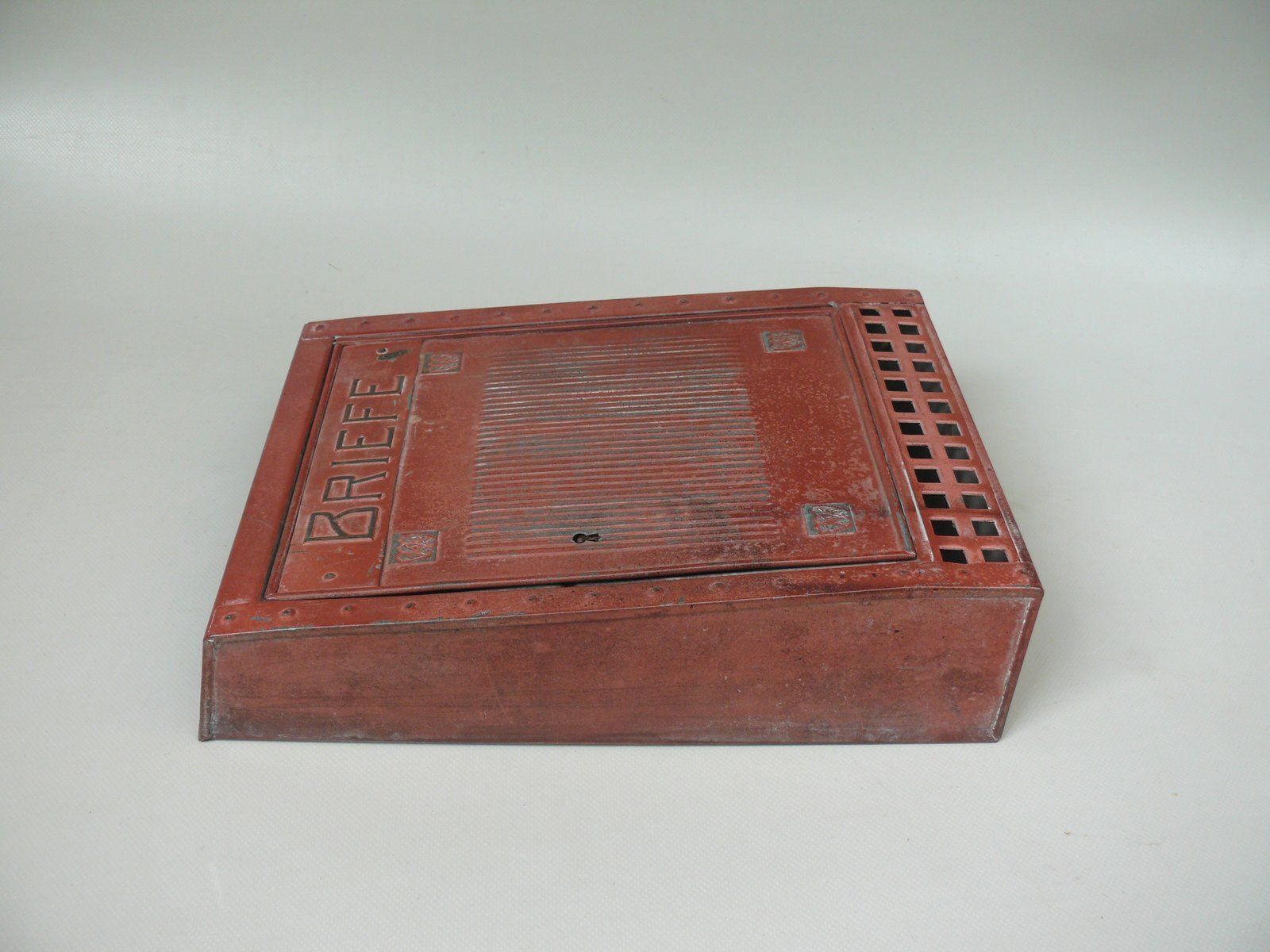 photo furniture Art Nouveau German Mailbox With Key In Painted Metal, 1890s