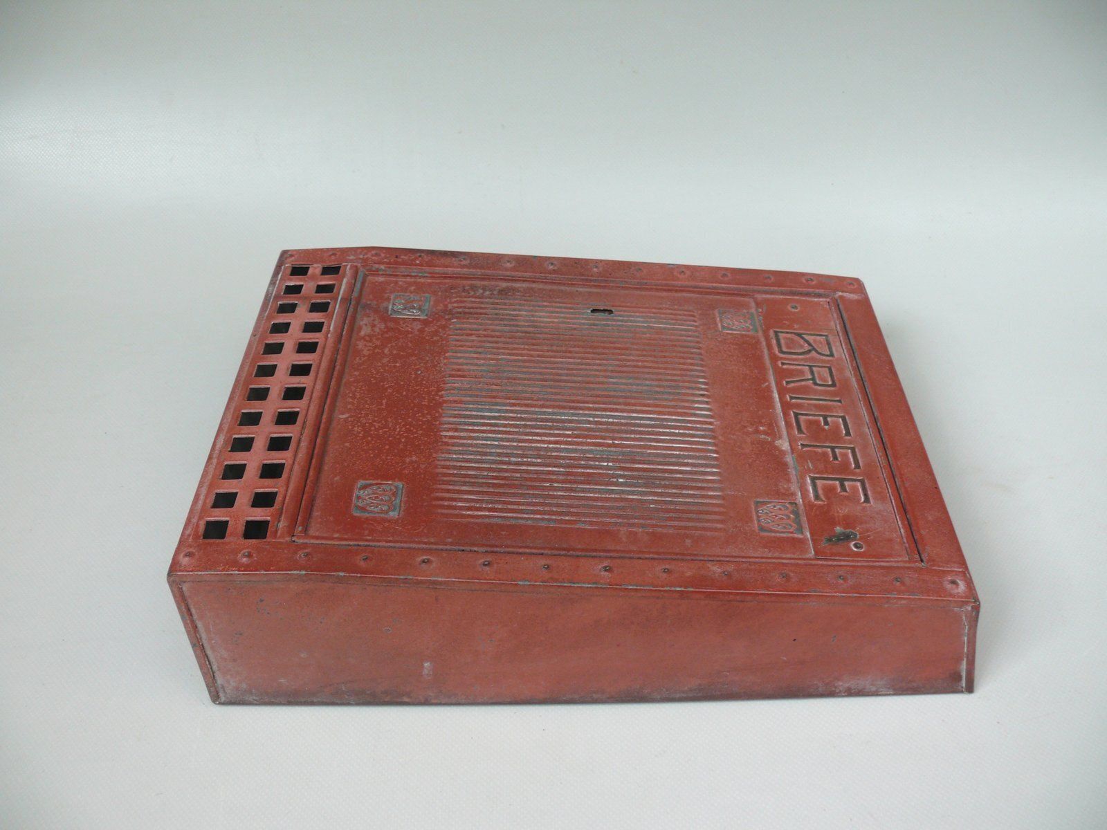 photo for sale Art Nouveau German Mailbox With Key In Painted Metal, 1890s