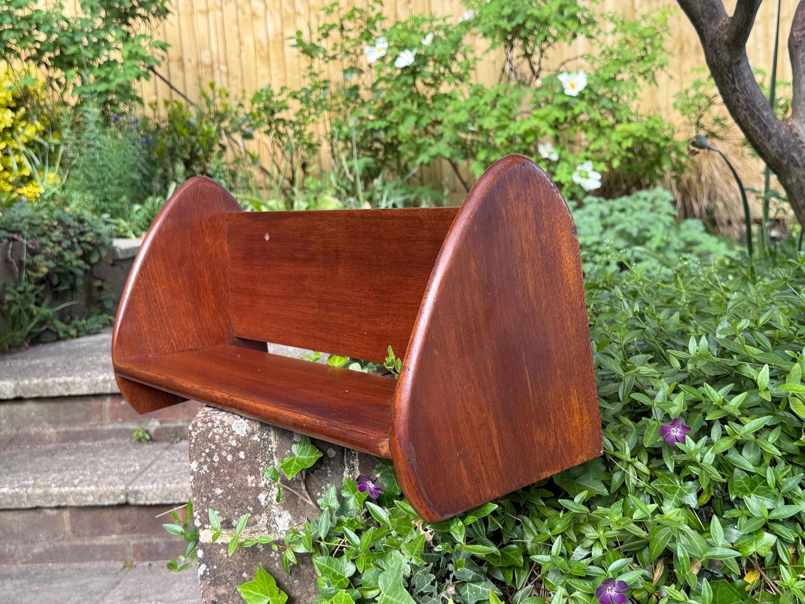 Vintage Retro Wooden Wall Shelf Freestanding Book Rack Display Shelf photo for sale