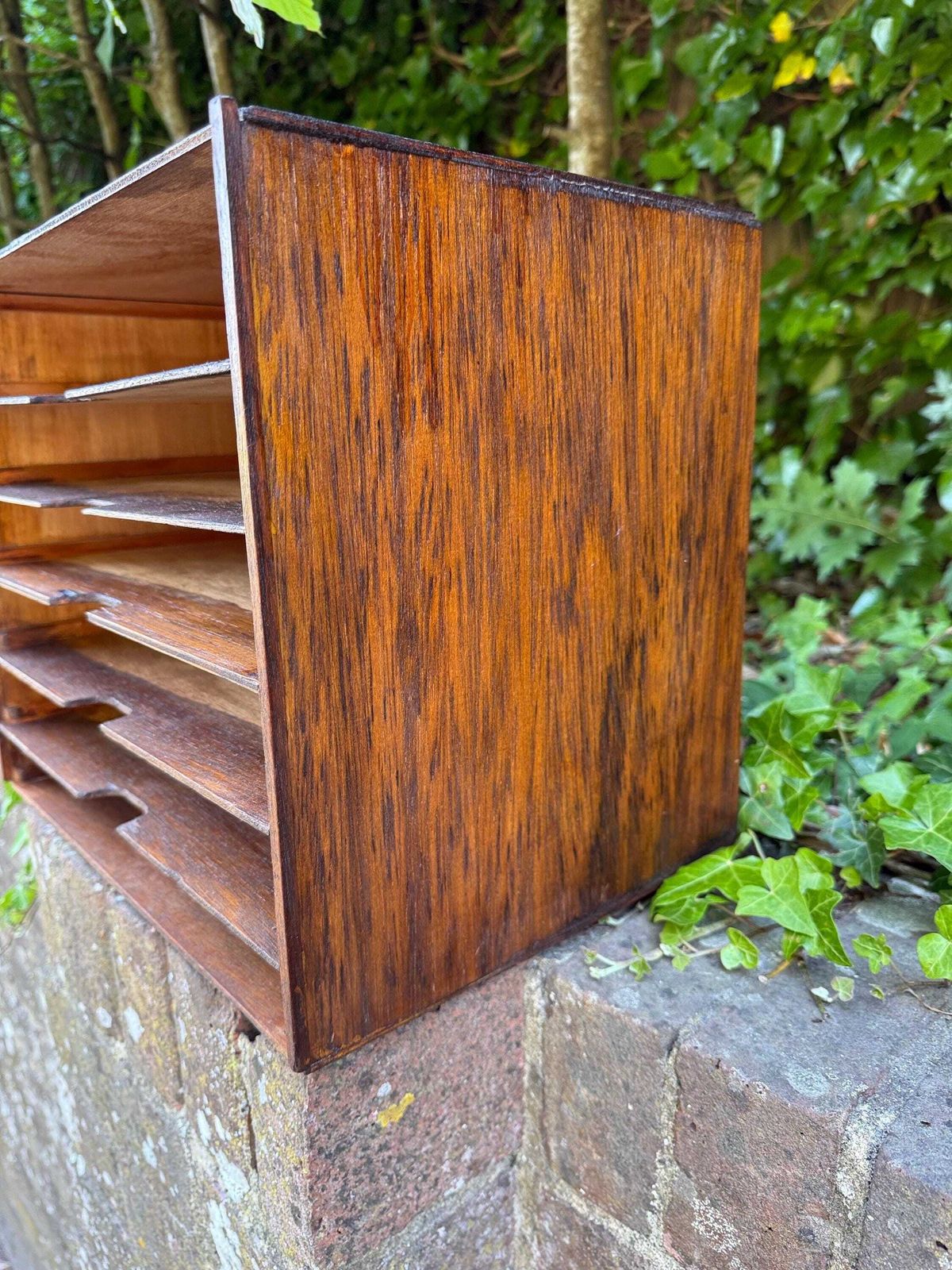 Mid Century Wooden Filing Cabinet A4 Paper Tray Desk Organizer Storage photo 110.0