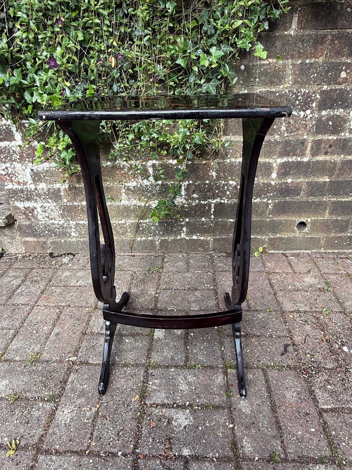 Antique Chinoiserie Lacquer Side Table Hand Painted Oriental Occasional Table S photo 175.0