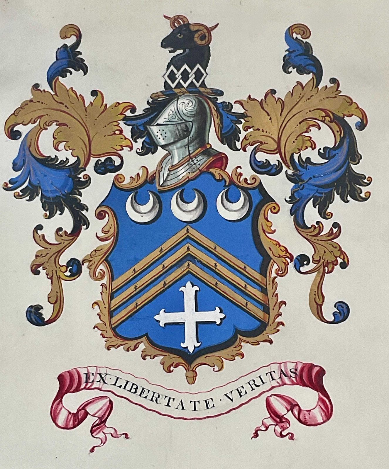 Spectacular 1873 Victorian Grant Of Arms Vellum Scroll – Hand Illuminated With Two Cased Wax Seals photo for sale