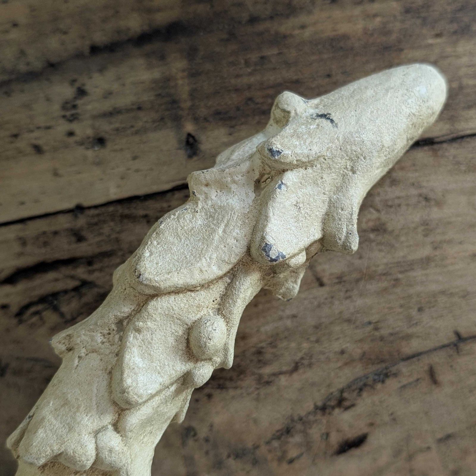 photo for sale Two French Pharmacy Door Handles, Cast Metal Painted Pulls, Antique Botanical Hardware, Chippy Architectural Salvage, Heavy Shop Entry Grips
