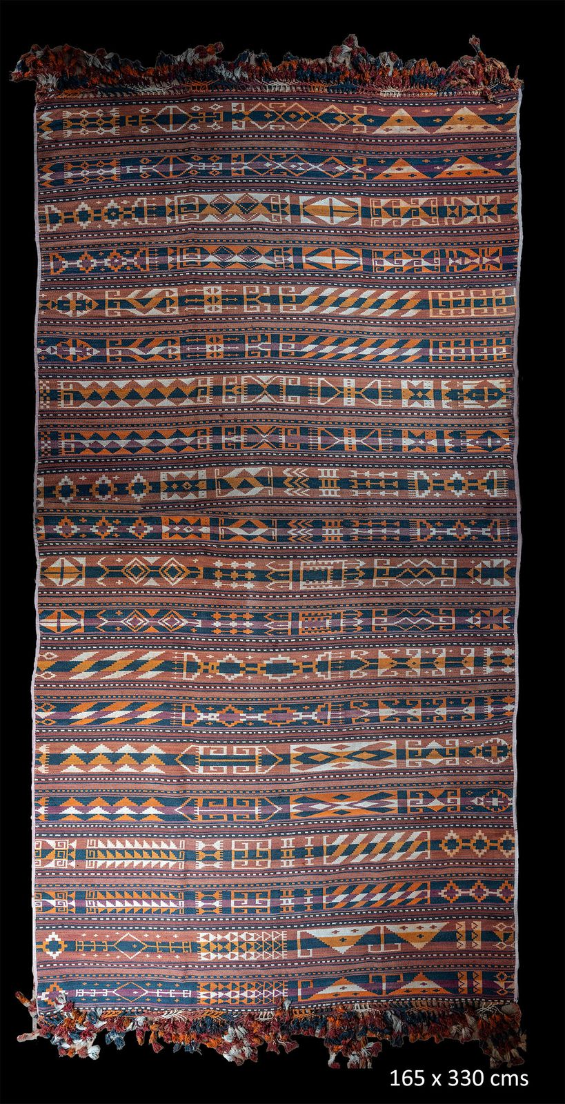 Vintage Handwoven Kilim Rug – Geometric Tribal Stripe Design