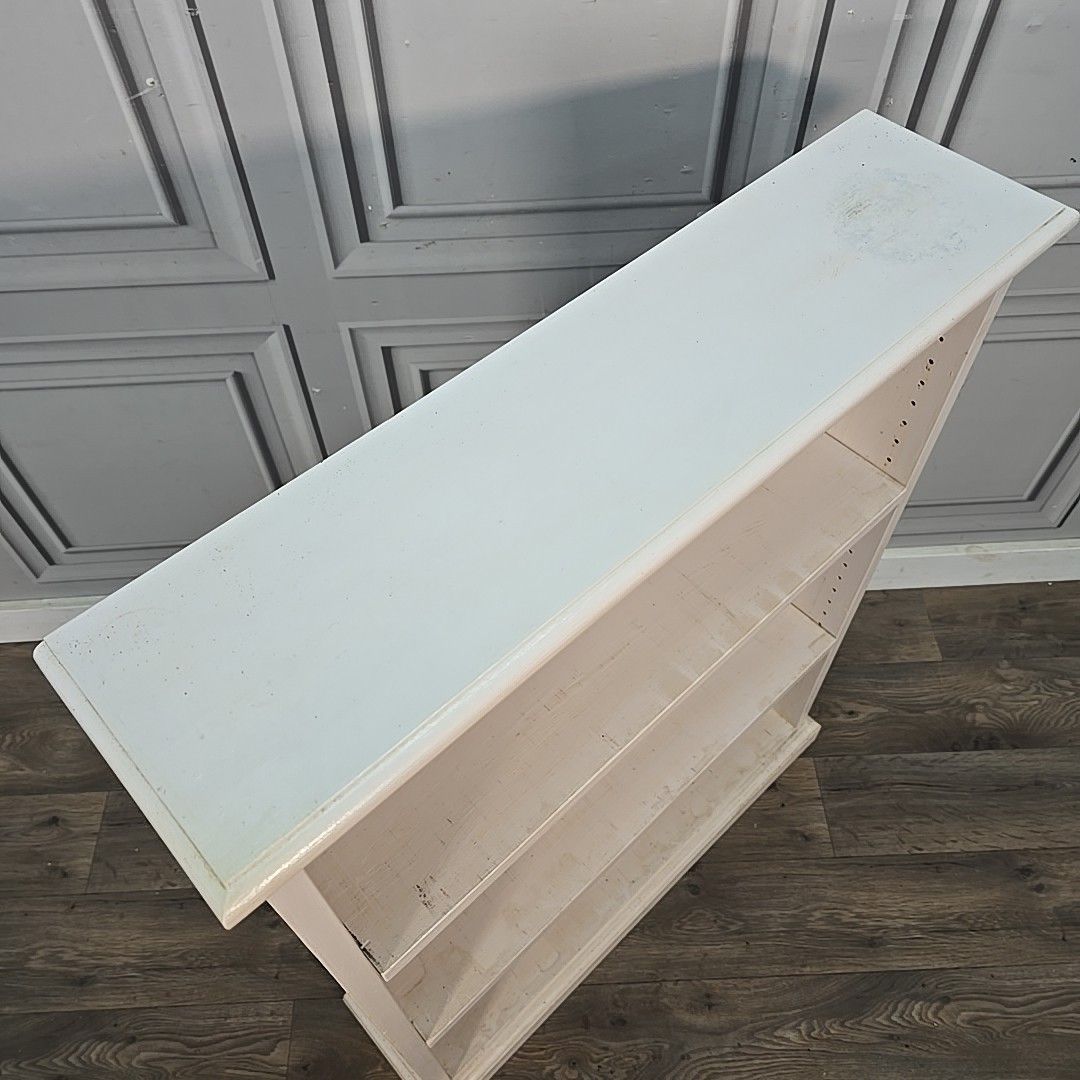 Vintage Painted Bookcase Shelving Unit Open Storage Wooden Shelves Retro Shelf photo vinterior