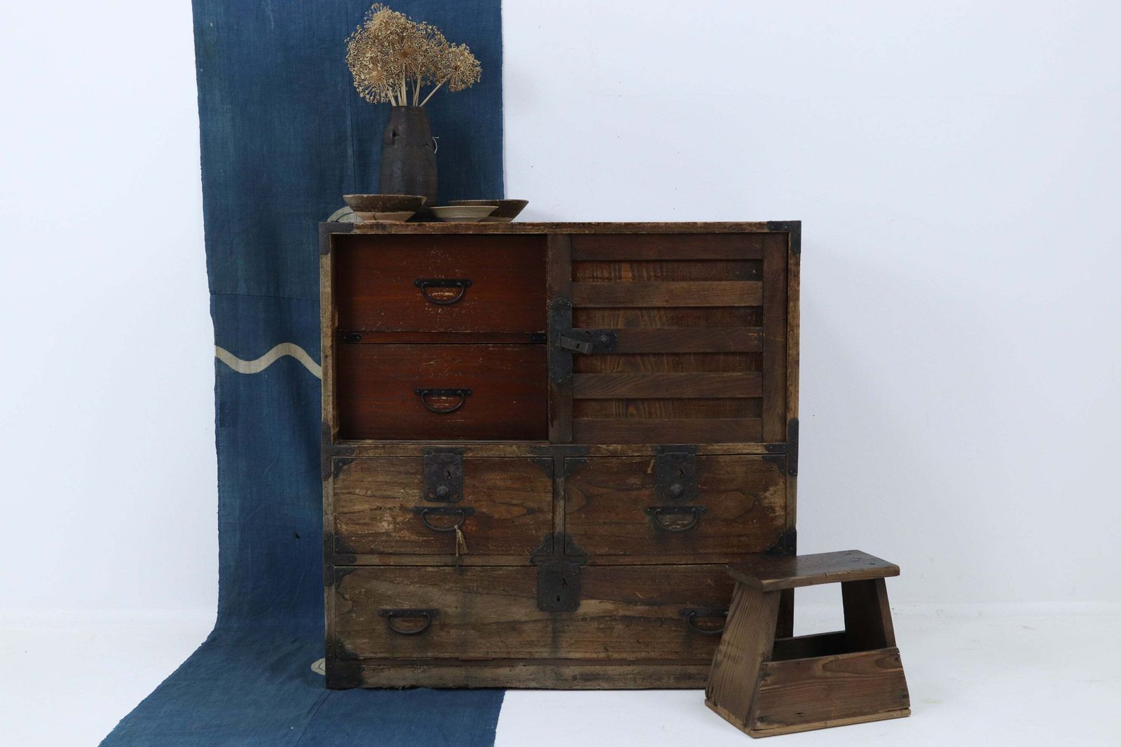 Antique Japanese Keyaki Choba Dansu Merchant's Chest From Yonezawa photo for sale