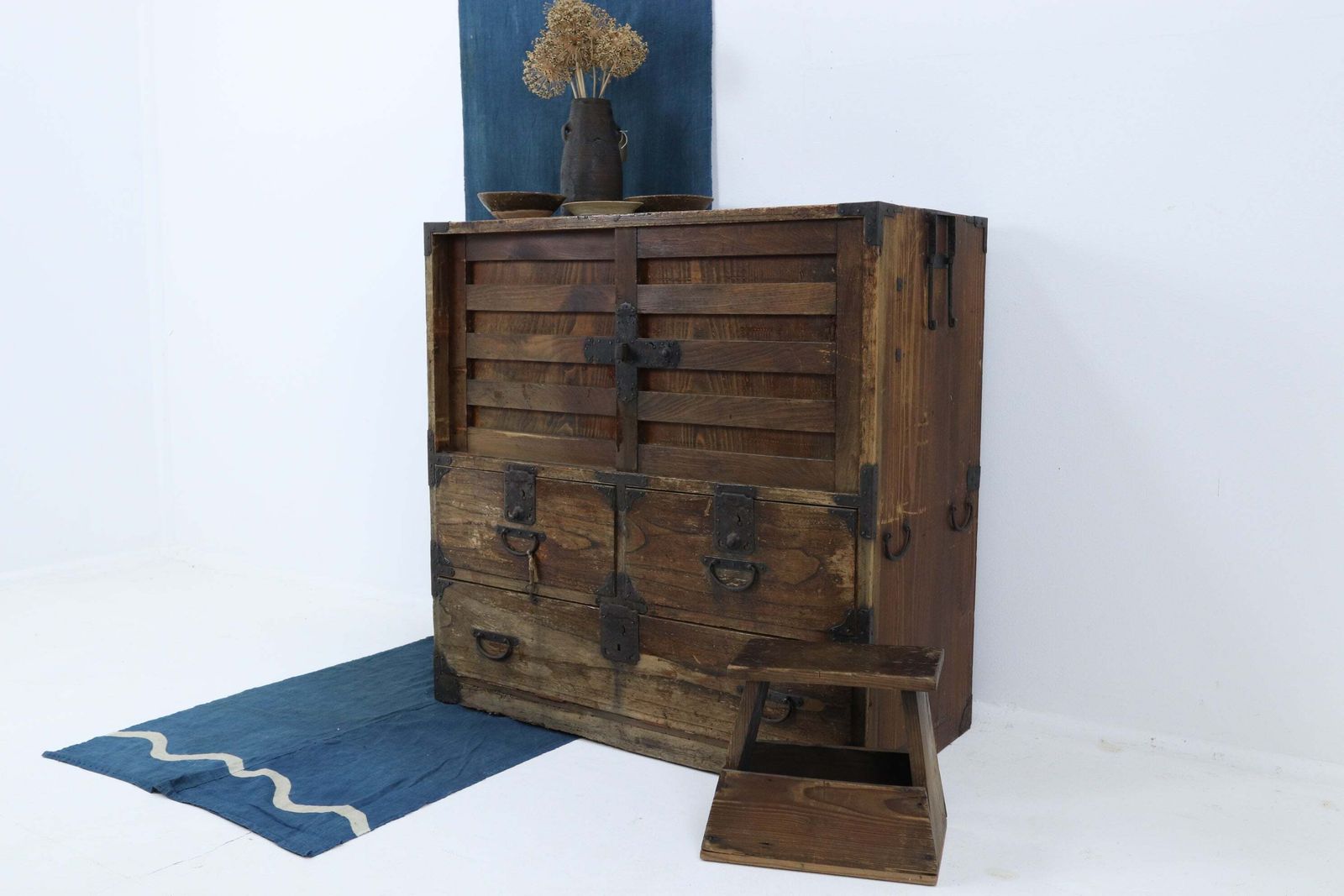 Antique Japanese Keyaki Choba Dansu Merchant's Chest From Yonezawa photo buy