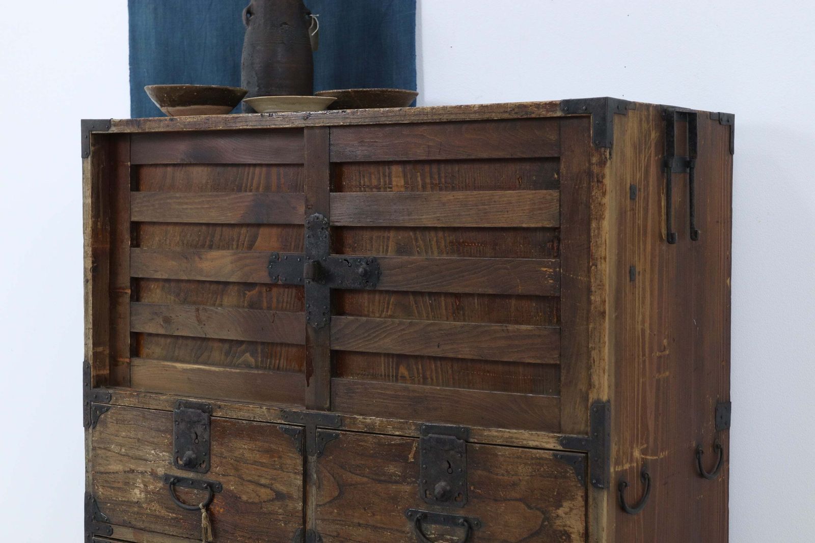 Antique Japanese Keyaki Choba Dansu Merchant's Chest From Yonezawa photo vintage