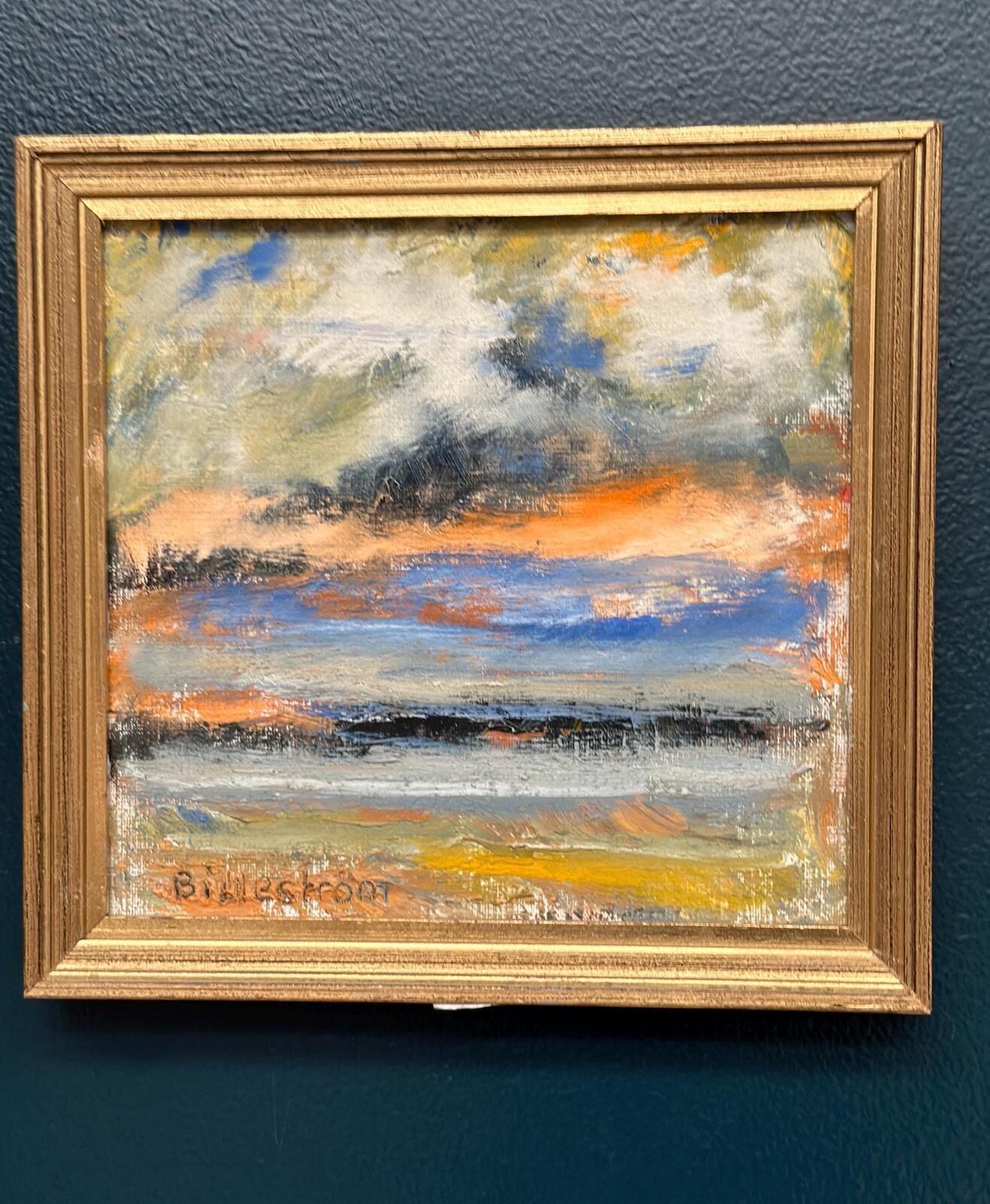Original Swedish Oil On Canvas – “Golden Streak” By Carl Erik Billeström – Vintage & Framed – 24 × 23 Cm (9.4" × 9.1") photo Art