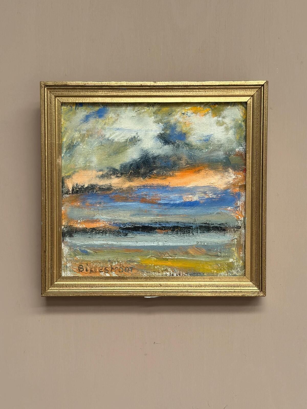 Original Swedish Oil On Canvas – “Golden Streak” By Carl Erik Billeström – Vintage & Framed – 24 × 23 Cm (9.4" × 9.1") photo vinterior
