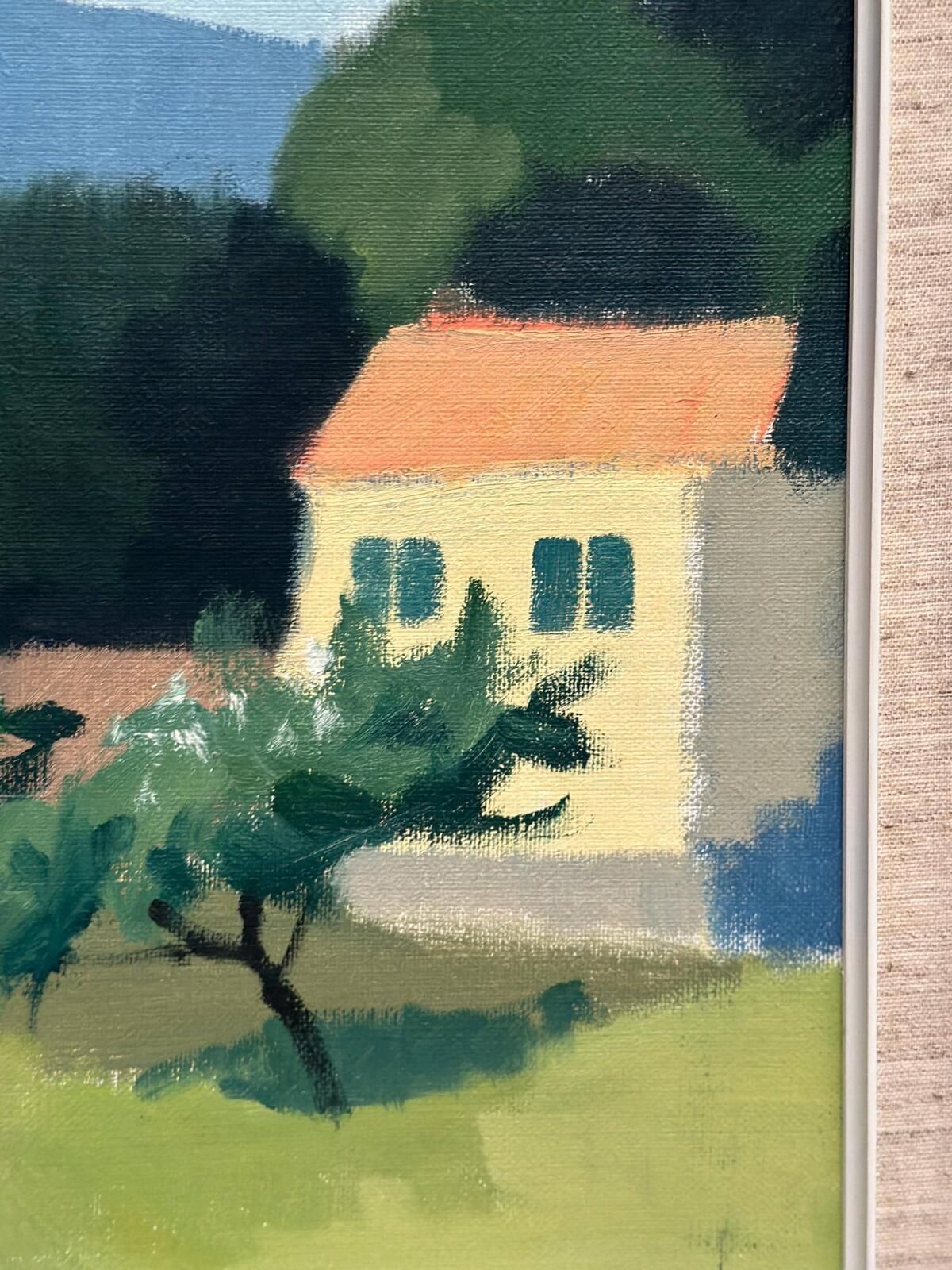 photo furniture Original Mid Century Swedish Oil On Canvas – “Riders On The Road, Crete” By Stig Wernheden – Vintage &  Framed – 43 × 68 Cm (16.9" × 26.8")