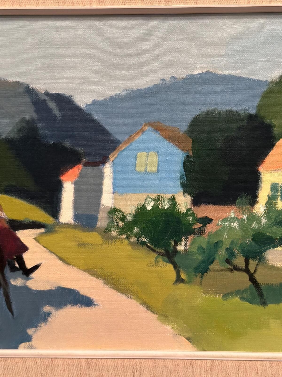 photo for sale Original Mid Century Swedish Oil On Canvas – “Riders On The Road, Crete” By Stig Wernheden – Vintage &  Framed – 43 × 68 Cm (16.9" × 26.8")