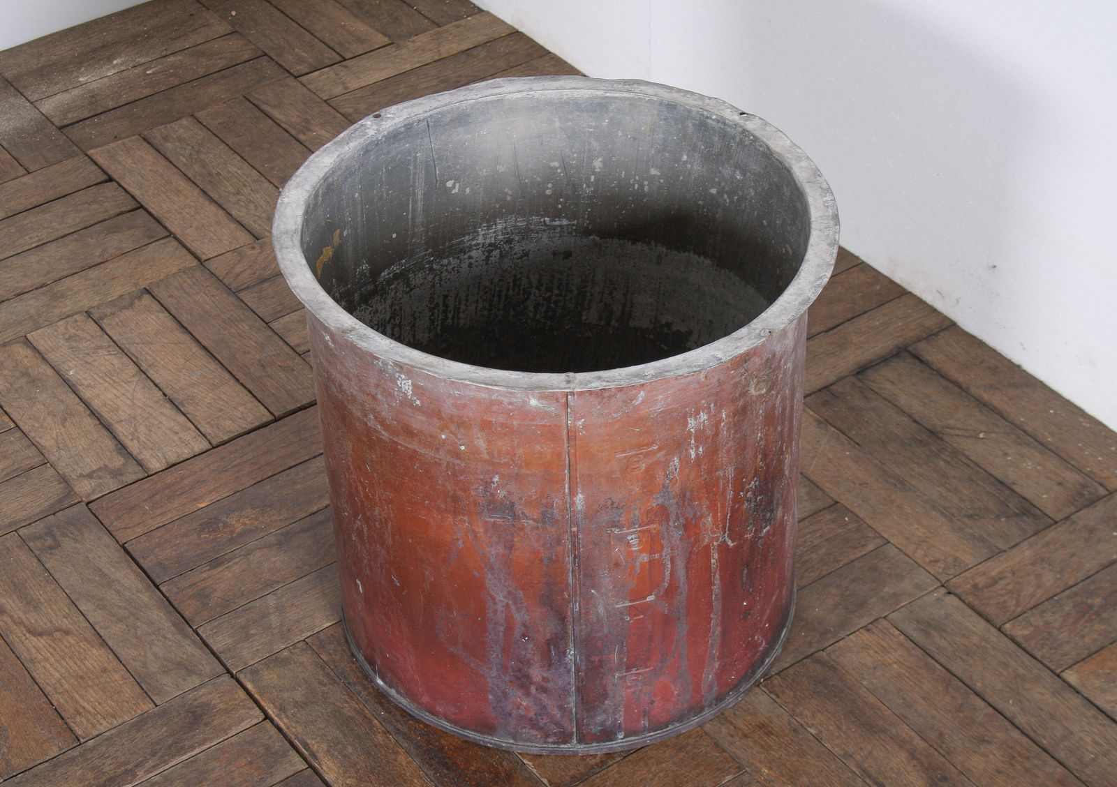 Large Reclaimed Antique Copper Planter With Natural Patina photo for sale