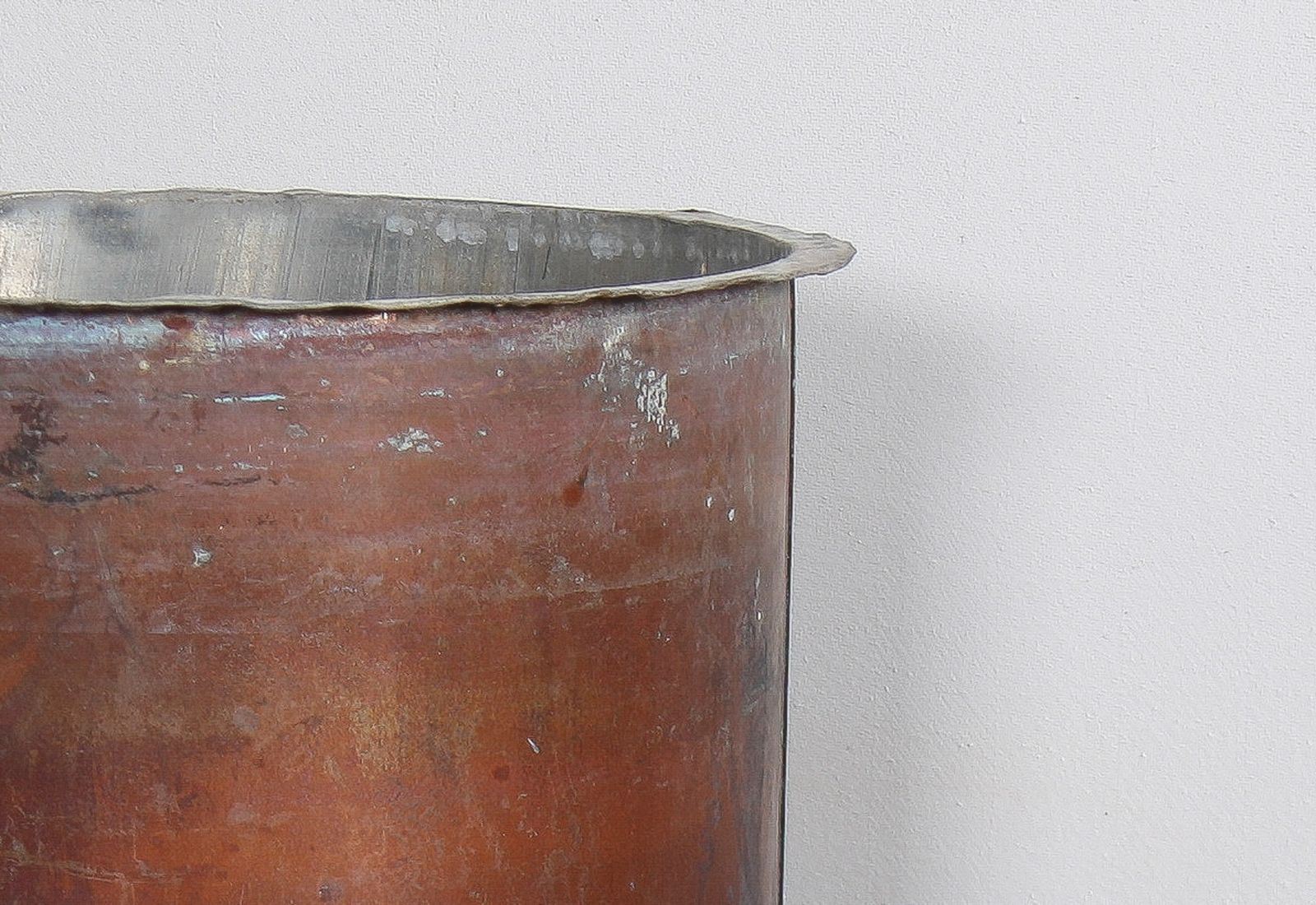 Large Reclaimed Antique Copper Planter With Natural Patina photo vintage