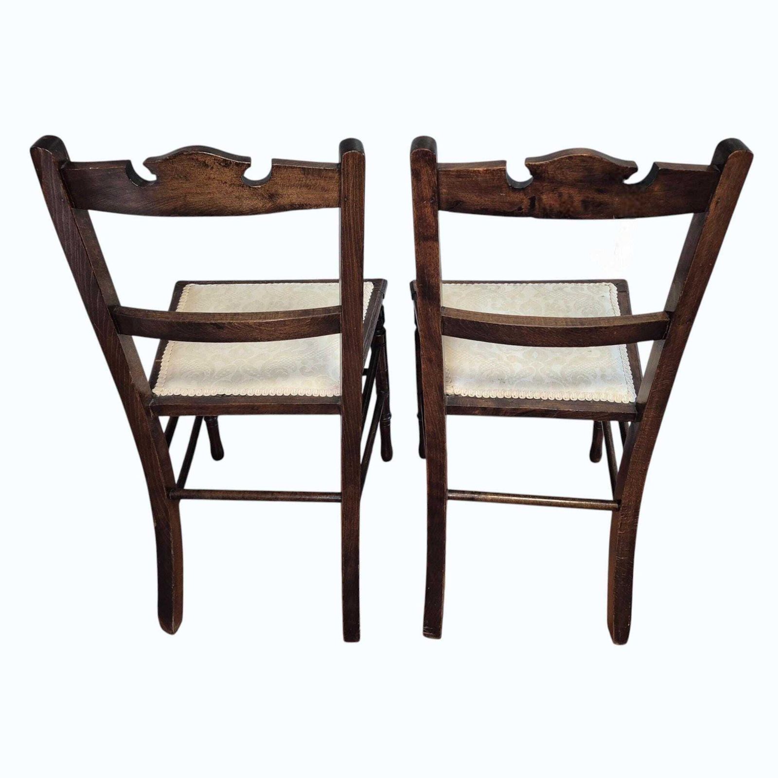 Antique Victorian Mahogany Bedroom Chairs Pair C1870 Damask Upholstered Chairs photo vinterior