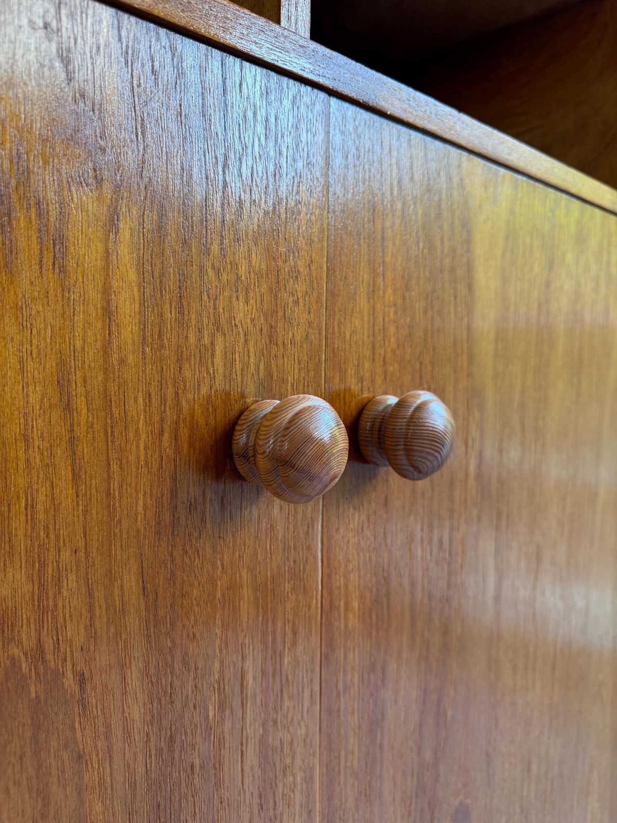 Vintage Midcentury Double Door Wooden Linen Cupboard Cabinet Haberdashery Gentlemen’s Wardrobe photo vintage