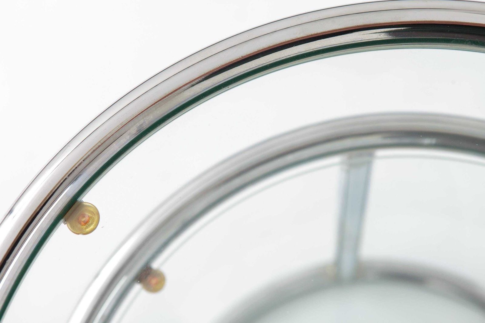 Vintage Chrome & Glass Side Table, Germany 1970s, Mid Century Modern Round End Table, Bauhaus Style Metal Coffee Table, Space Age Design photo Furniture