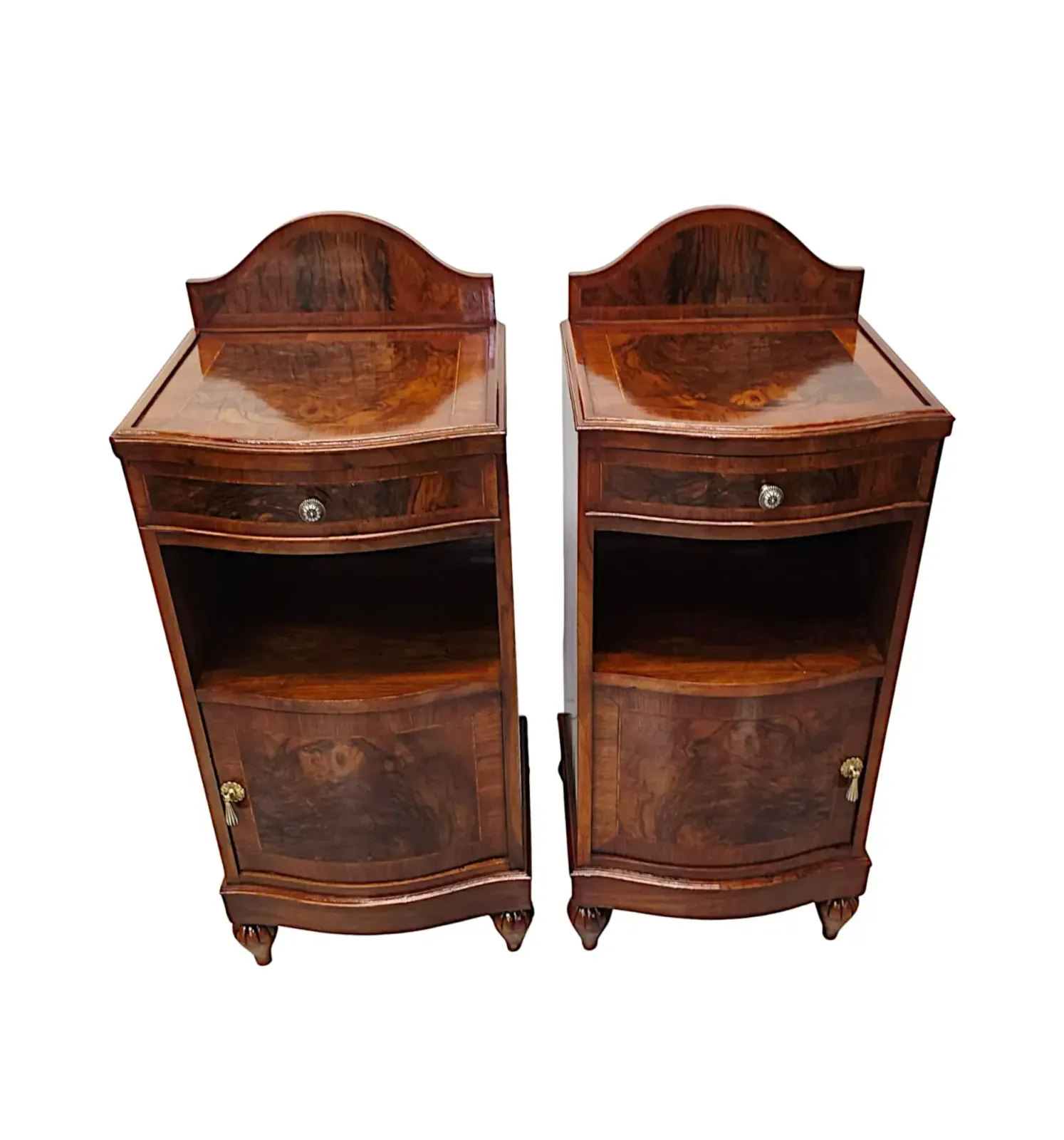 A Very Fine Pair Of Inlaid Burr Walnut 1930's Bedside Cabinets photo vinterior